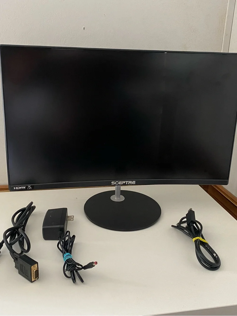 Sceptre 24-inch Curved Gaming Monitor 75hz Model T24 with Stand and Power Cord